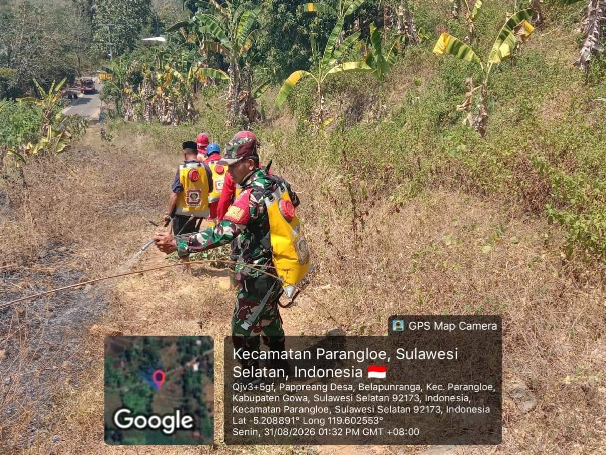 Api Karhutla Sempat Merembet ke Parangloe, Tim Gabungan Padamkan 4 Hektare Lahan di Pattallassang